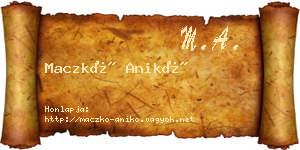 Maczkó Anikó névjegykártya